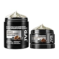 Face Scrub for Men, Facial Scrub for Deep Exfoliating, Cleansing, Removing Blackheads, Ingrown Hairs, Pre-shave Soften, Organic Formulated with Coffee Extract, AHA and BHA Face Exfoliator 4.23 oz+9 oz