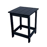 Shine Company 7601BK Plastic Adirondack Table | Durable Indoor/Outdoor Weatherproof Small Resin Side Table – Black, 15