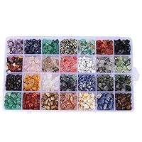 CHCDP Crystal Beads Bulk for Jewelry Making, 28 Colors Natural Gemstone Chips Kit Irregular Stones for Bracelet, Necklace