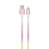 LAX Glitter Nylon Braided [Apple MFi Certified] Fast Charger iPhone Lightning Cable, iPhone Cord Compatible with iPhone 14/13 /12/11 Pro Max/XS MAX/XR/XS/X/8/7/SE/6S/ iPad & More (10FT-Pastel RBOW)