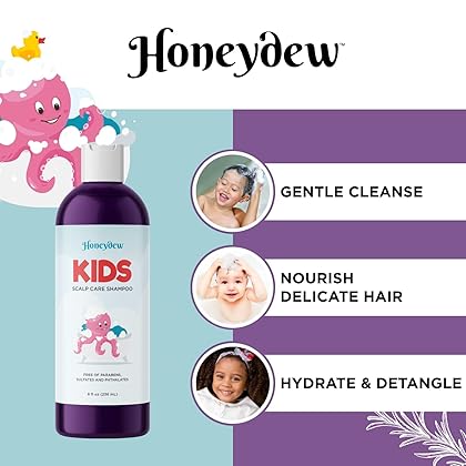 Cleansing Kids Shampoo for Dry Scalp - Dry Flaky Scalp Care Shampoo for Kids and Hair Build Up Remover with Tea Tree Oil and Rosemary Essential Oils for Hair Care - Kids Scalp Cleanser for Build Up