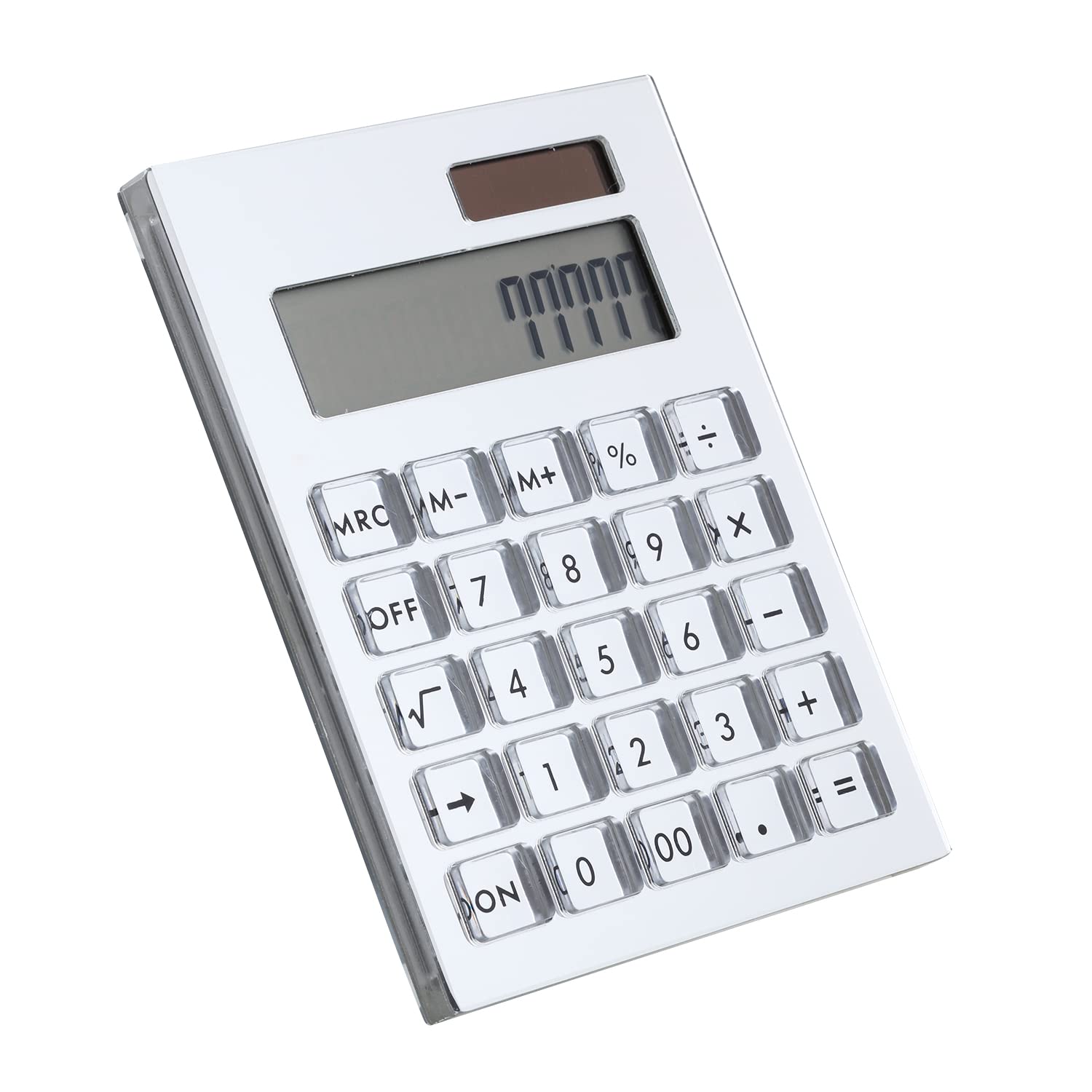 Clear Silver Acrylic Solar Power Calculator by DS DRAYMOND STORY - Home Office Desktop Calculator (12-Digit) - Business Gift Idea