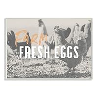 Stupell Industries Farm Fresh Eggs Chicken Farmhouse Black and White Photograph Typography Wall Plaque, 10 x 15, Multi-Color