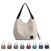Canvas Tote Bag,Women Casual Shoulder Bag Vintage Multiple Pockets Handbags Satchel Bag for Shopping Hiking Travel and Work