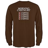 Morning Checklist Coffee Funny Brown Adult Long Sleeve T-Shirt
