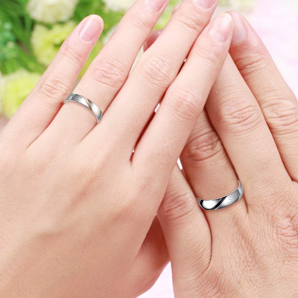 Uloveido Couples Titanium Stainless Steel Wedding Engagement Band Rings Engraved Real Love Y552
