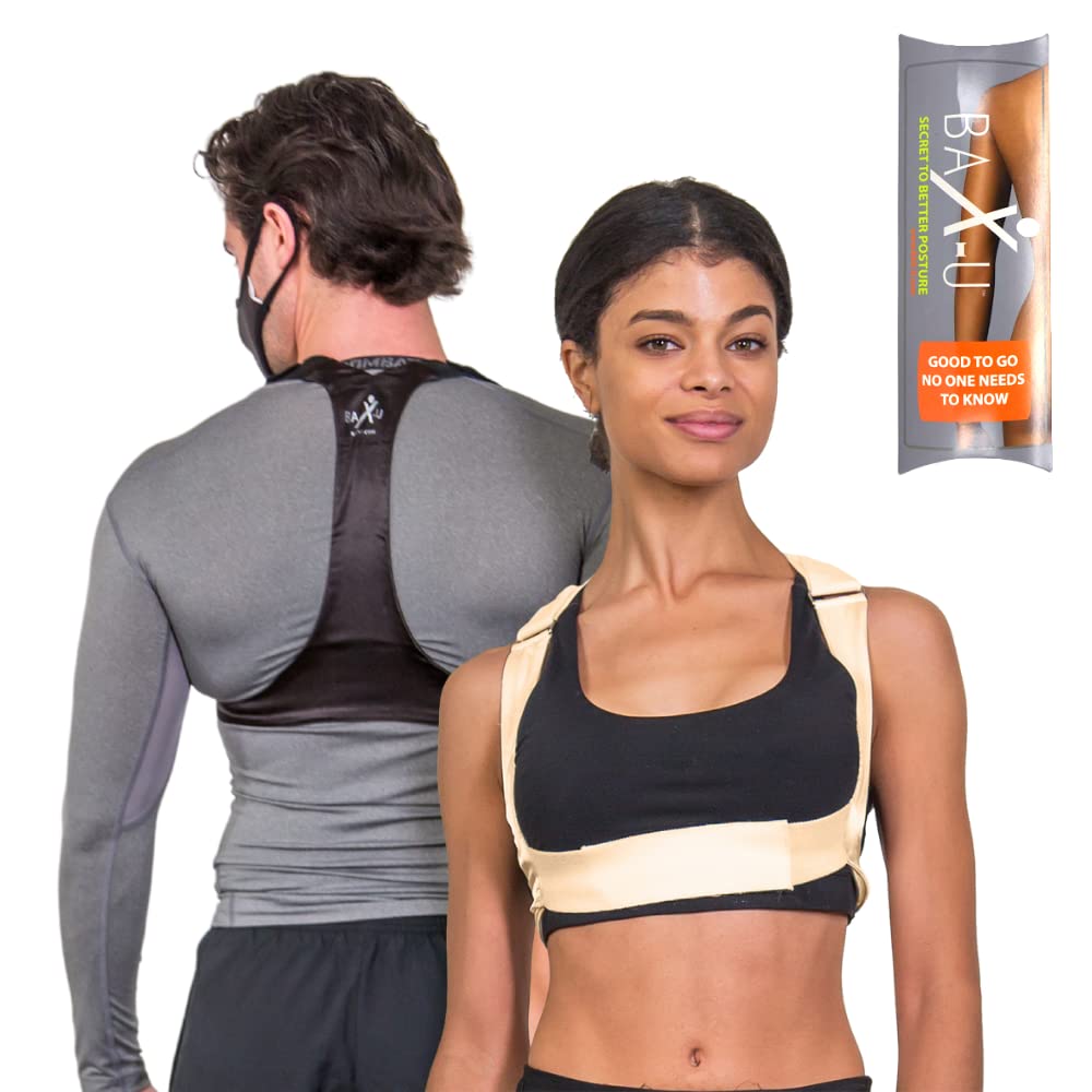 Back Brace - BAX-U Posture Corrector - Fully Adjustable, Subtle, Thin, and Comfortable - Designed by a Chiropractor Doctor to Men, Women, and Kids ...