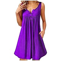 Casual Dresses, Summer 2024 Straps Sleeveless Solid Color Boho Flowy Loose A-Line Midi Dress Long for Women Dresses Plus Size Maxi Dress Maxi Vaction Dresses Maxi Dresses (8XL, Purple)