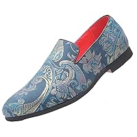 Men's Paisley Slip On Smoking Loafers Casual Business Formal Walking Relaxed Fit Lightweight Shoes