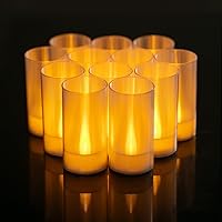 Flameless Candles, Battery Operated LED Pillar Candles, D1.5 x H3 inch, Flickering Warm Yellow Long Flame-Effect Light, Romantic Electronic Fake Votive Candles, Set of 12 (Yellow)