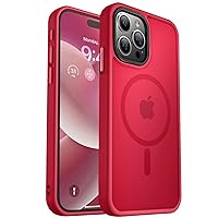 MOCCA Strong Magnetic for iPhone 15 Pro Max Case, [Compatible with Magsafe][13FT Military Drop Protection] Slim Translucent Matte Shockproof Case for iPhone 15 ProMax Case 6.7'', Red