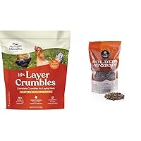 Manna Pro Chicken Feed | 16% Chicken Food with Probiotic Crumbles, Chicken Layer Feed | 8 Pounds & Culinary Coop Premium Chicken Treats - Soldierworms 16oz