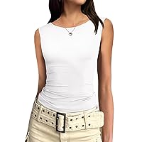 Zeagoo Women's Going Out Tops Slim Fit Sleeveless Crop Tank Tops Crew Neck Sexy Basic Tee 2024 Y2k Fashion Outfits