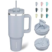 BJPKPK Tumbler With Handle And Straw 40oz Insulated Tumbler Cups With Lid Stainless Steel Travel Coffee Mug,Modern Blue