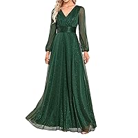 Women's Sexy Sequin Dress Wrap V Neck Ruched Bodycon Spaghetti Long Formal Dresses for Women Evening Gowns Long