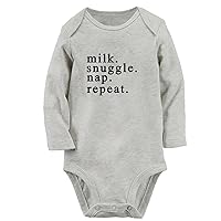 Milk, Snuggle, Nap, Repeat Funny Rompers Newborn Baby Bodysuits Infant Jumpsuits Outfits Long Sleeves Clothes