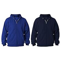 Hanes Adult Full Zip Hoodie Pullover, Navy/Deep Royal, M (Pack of 2)