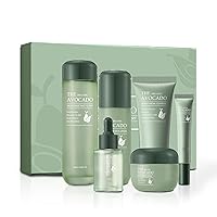 Avocado Skincare Set, 6-In-1 Skincare Gift Set With Facial Cleanser, Facial cleanser, toner, lotion, eye cream, essence, face cream, Anti-Aging Skin Care For Women, Birthday Gifts Set For Teen Girls