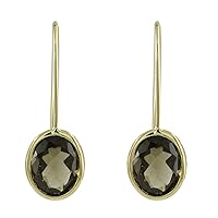 Stunning Amethyst Natural Gemstone Oval Shape Drop Dangle Engagement Earrings 925 Sterling Silver Jewelry | Yellow Gold Plated