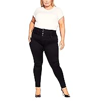 City Chic Plus Size Jean Harley CST SK R in Black, Size 18