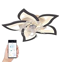 REYDELUZ Low Profile Ceiling Fan with Lights,Modern Dimmable Flower Shape Ceiling Light Fan with Remote Control/App Control,for Bedroom/Children’s Room.