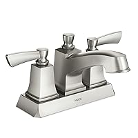 Moen Conway Spot Resist Brushed Nickel Two-Handle Low Arc Bathroom Faucet, WS84922SRN