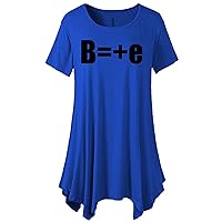 FLITAY Womens Casual Plus Size Blouses Loose Solid Color Tops Short Sleeve Round Neck Shirts