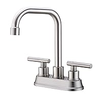 2 Handle Bathroom Sink Faucet Brushed Nickel, 4 Inch Centerset Bathroom Sink Faucet, Bathroom Faucet 3 Hole with Two Water Supply Lines