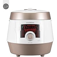 CUCKOO Electric Pressure Cooker 14 Menu Options: White, Slow Cook, Sous Vide, Porridge, & More, User-Friendly LED Display, Stainless Steel Inner Pot, 24 Cup / 6 Qt. (Uncooked) CMC-ASB601F White/Gold