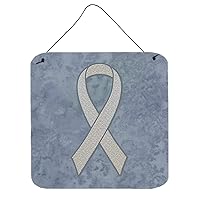 Caroline's Treasures AN1210DS66 Clear Ribbon for Lung Cancer Awareness Wall or Door Hanging Prints Aluminum Metal Sign Kitchen Wall Bar Bathroom Plaque Home Decor, 6x6, Multicolor