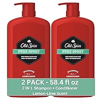 Pure Sport 2in1 Shampoo and Conditioner for Men, Twin Pack, Lemon, 58.4 Fl Oz
