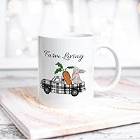 Funny White Ceramic Coffee Mug Happy Easter Day Farm Carrots And Black Plaid Coffee Cup Drinking Mug With Handle For Home Office Desk Novelty Easter Gift Idea For Kid Children Women Men