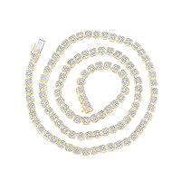 10K Yellow Gold Mens Diamond Tennis Studded Necklace 8-1/2 Ctw.