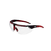 Honeywell Uvex Ademco by by Avatar Safety Glasses Red Frame with Clear Lens & Anti-Scratch Hardcoat (S2860)