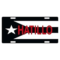 Puerto Rico Flag License Plate Hatillo Black & White Version Boricua Emblem