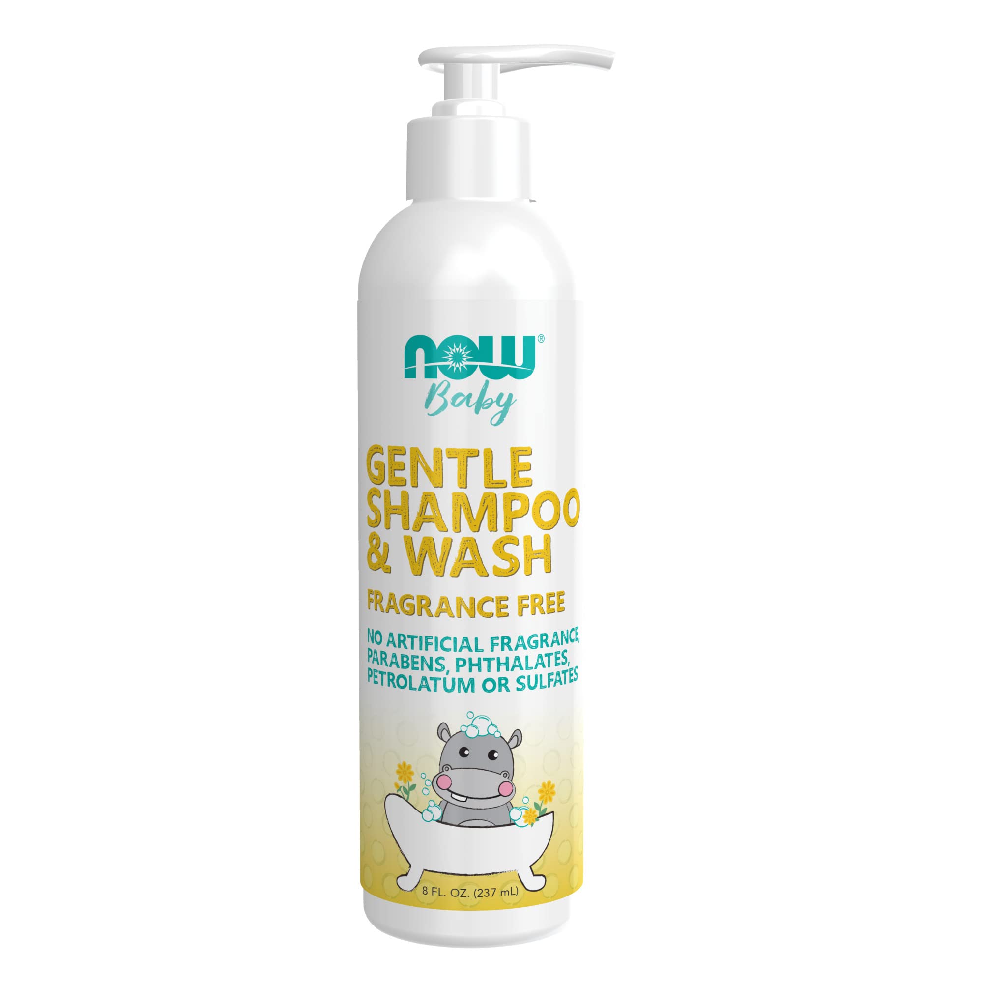 NOW Baby, Gentle Shampoo & Wash, Fragrance Free with No Artificial Fragrance, Parabens, Phthalates, Petrolatum or Sulfates, 8-Ounce
