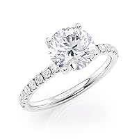 2 Carat Moissanite Engagement Ring with 1/3 Carat Round Natural Diamond in 14k Gold (G-H/SI, G-H/SI, cttw, DEW) for Women Size 4 to 11 by Beverly Hills Jewelers