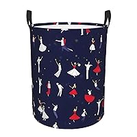 Cloth Collapsible Laundry Basket With Handles - Durable Spacious Solution For Bathroom And Car Ballroom Dance Pattern