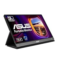 ASUS ZenScreen 15.6” 1080P Portable USB Monitor (MB16AHP) - Full HD, IPS, Eye Care, Micro HDMI, USB Type-C, Speakers, Built-in Battery, External Screen for Laptop, 3-Year Warranty,Black