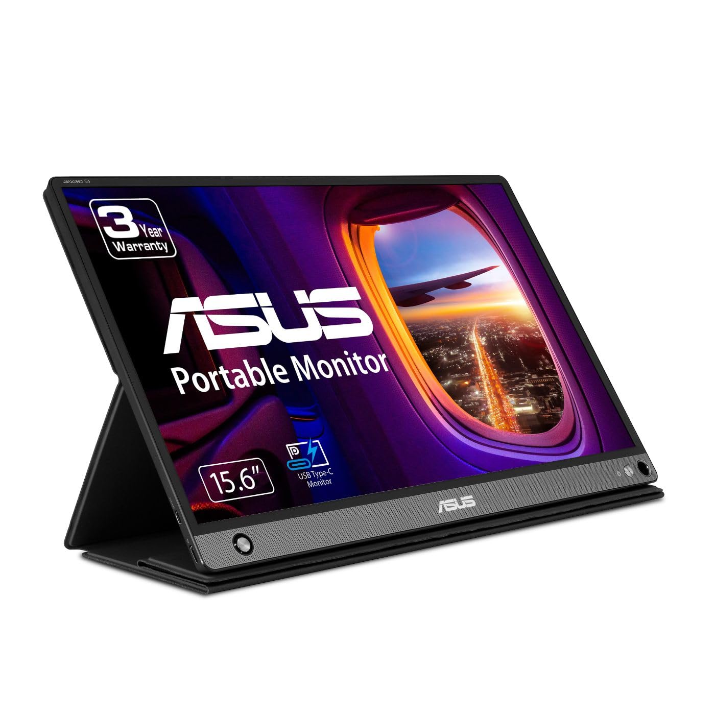 ASUS ZenScreen 15.6” 1080P Portable USB Monitor (MB16AHP) - Full HD, IPS, Eye Care, Micro HDMI, USB Type-C, Speakers, Built-in Battery, External Screen for Laptop, 3-Year Warranty,Black