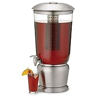 TableCraft Large 5 Gallon Drink Dispenser with Fruit Infuser & Stand | BPA Free | Tritan Stainless Steel | Cold Beverage Dispenser for Catering, Buffet or Home Use