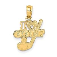 14k Gold I Love Heart Pendant Necklace Golf/Club and Ball Measures 11.3x12.7mm Wide 0.5mm Thick Jewelry Gifts for Women