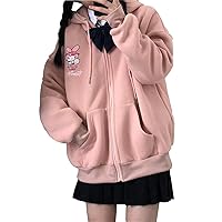 My Melody Kuromi Cinnamoroll Hoodie Sweatshirt Women's Long Sleeve Zip Up Jacket Girls Cartoon Hooded Sweater