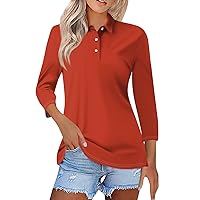 Modern Short Sleeve Fathers Day Blouses Women's Oversized Travel Cotton Polo Women Cool Print V Neck Boxy Red L