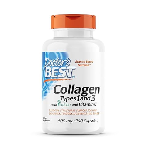 Doctor's Best, Vitamin C Type I and Type III Collagen, 500mg, 240 Capsules