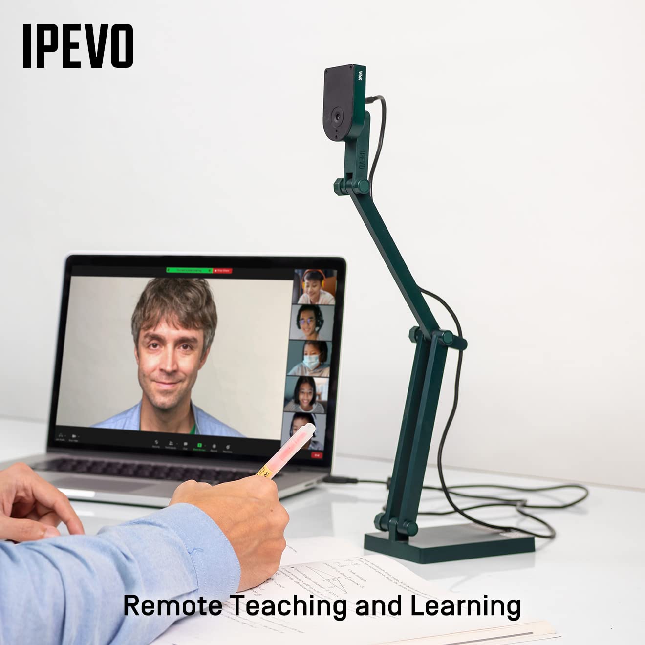 IPEVO V4K Ultra High Definition 8MP USB Document Camera — Mac OS, Windows, Chromebook Compatible for Live Demo, Web Conferencing, Distance Learning, Remote Teaching