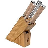 Shun Cutlery Classic Blonde 5-Piece Starter Block Set, Kitchen Knife and Knife Block Set, Includes Classic 8” Chef, 6” Utility & 3.5” Paring Knives, Handcrafted Japanese Kitchen Knives , 17 x 10 x 8