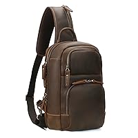 Vintage Full Grain Leather Sling Bag Men’s Travel/Hiking Chest Daypack