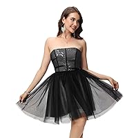 Maxianever Plus Size Sequin Appliques Homecoming Dresses Short Corset Women’s Tulle Prom Cocktail Gowns Grey US28W