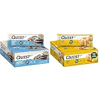 Quest Nutrition Dipped Chocolate Cookies & Cream Protein Bars, High Protein, Low Carb, Gluten Free & Lemon Cake Protein Bars, High Protein, Low Carb, Gluten Free, 12 Count